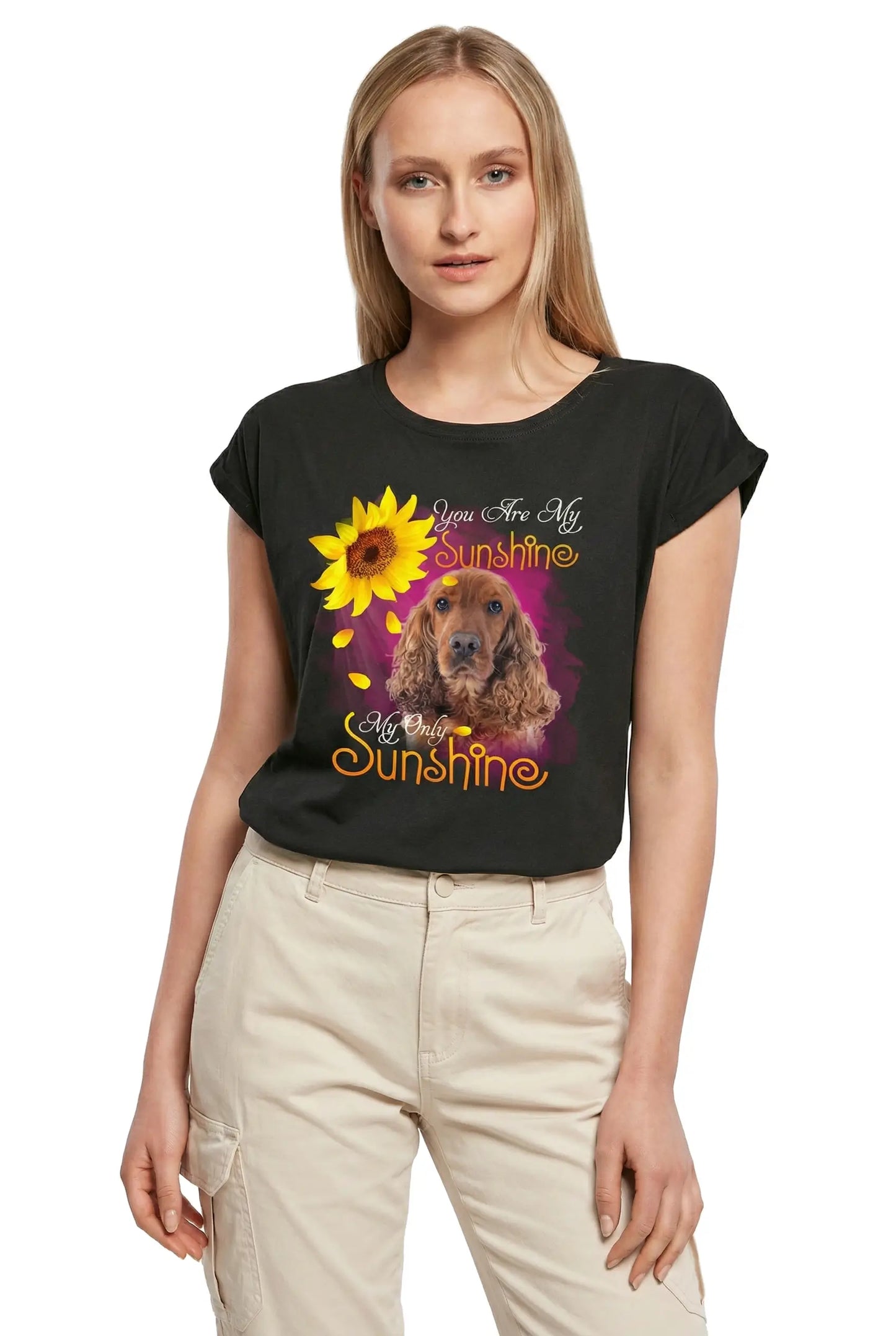 Women's Graphic T-Shirt My Only Sunshine - English Cocker Spaniel Ladies Limited Edition Short Sleeve Tee-Shirt Vintage Birthday Gift Novelty