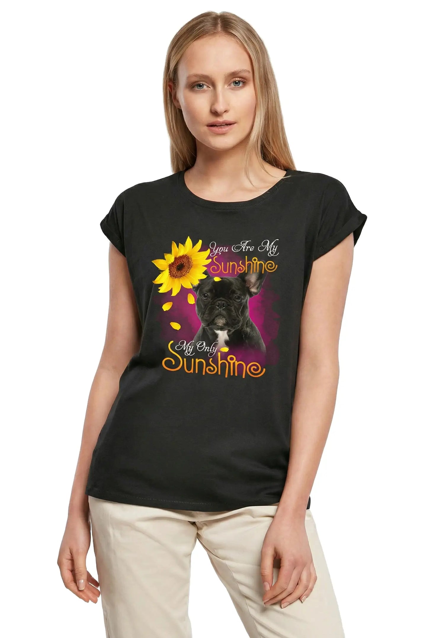 Women's Graphic T-Shirt My Only Sunshine - French Bulldog Ladies Limited Edition Short Sleeve Tee-Shirt Vintage Birthday Gift Novelty