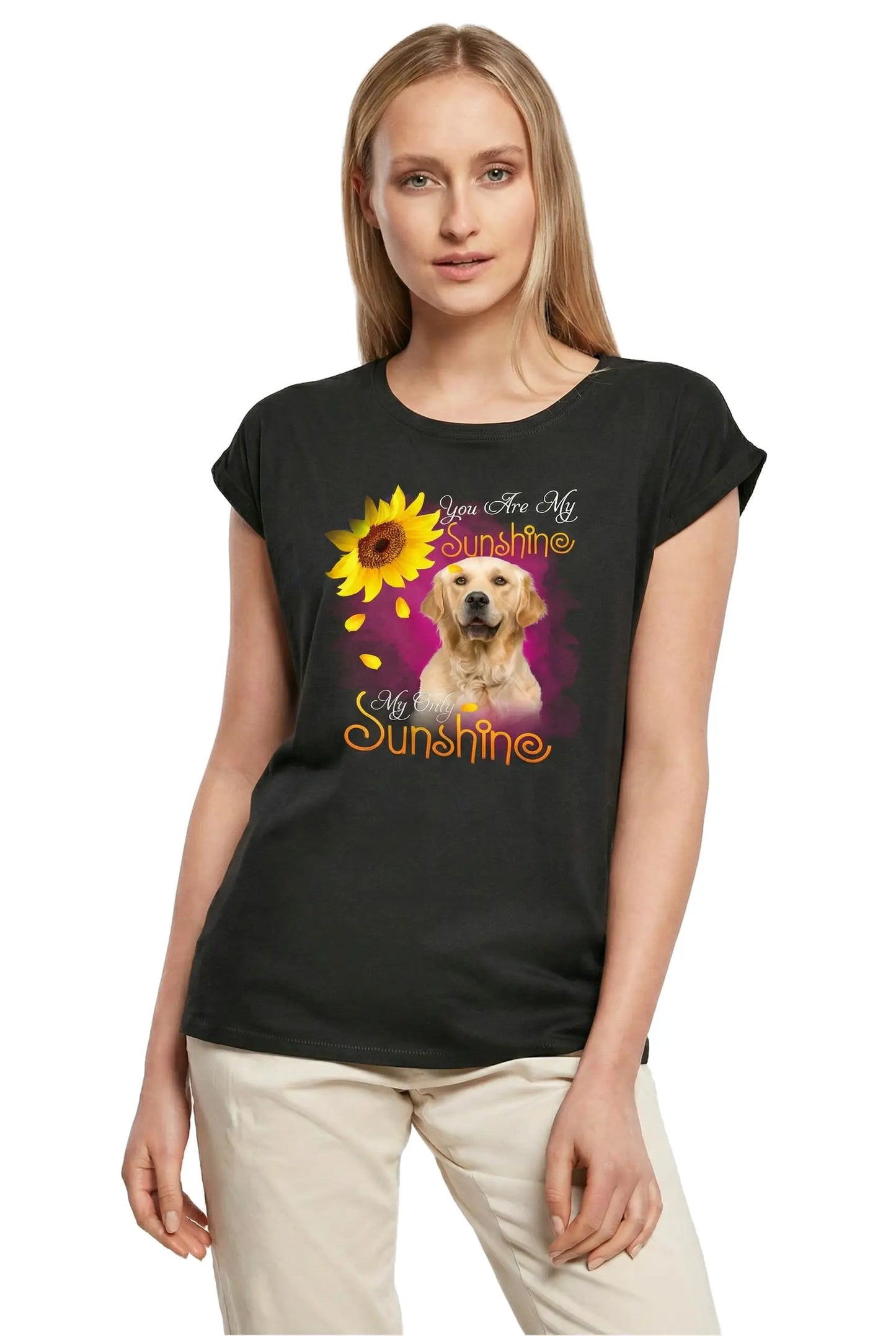 Women's Graphic T-Shirt My Only Sunshine - Golden Retriever Ladies Limited Edition Short Sleeve Tee-Shirt Vintage Birthday Gift Novelty