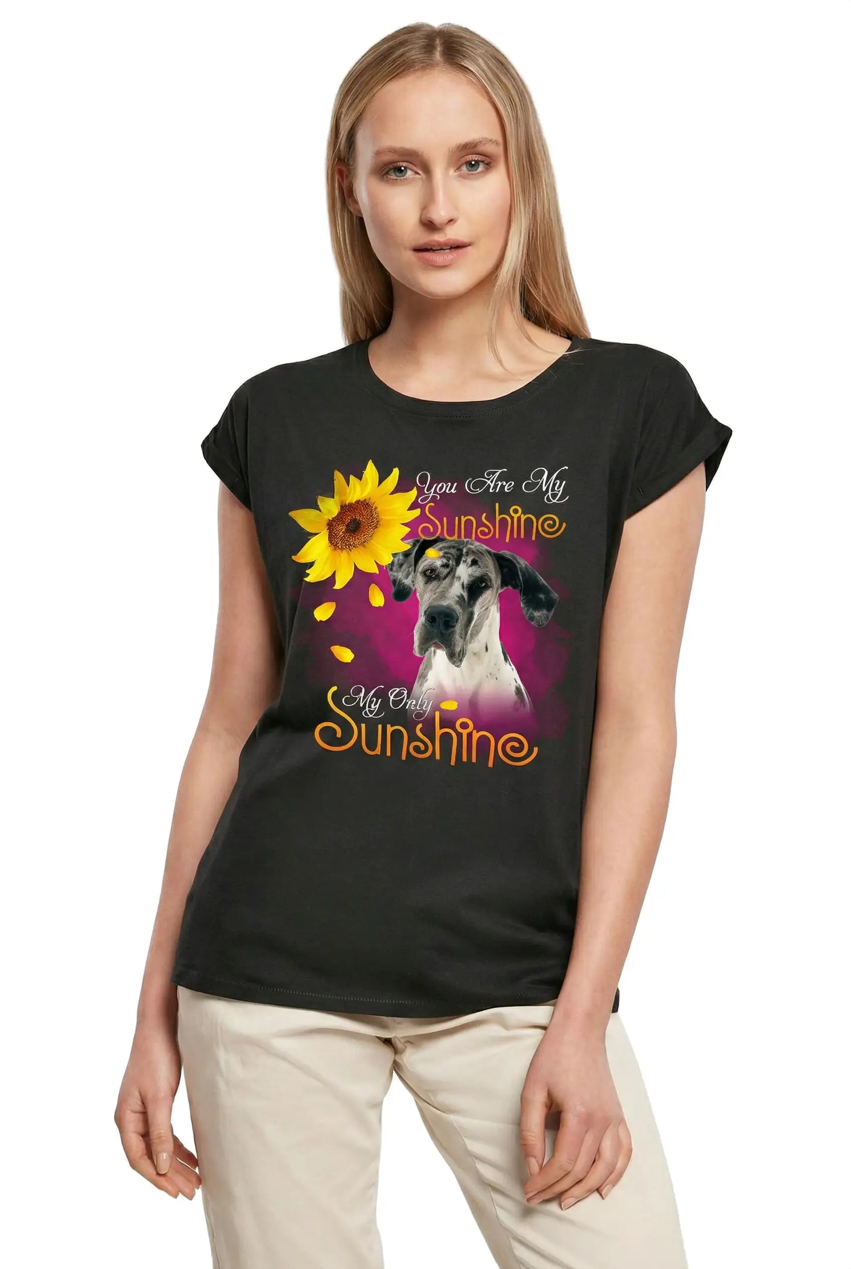 Women's Graphic T-Shirt My Only Sunshine - Great Dane Ladies Limited Edition Short Sleeve Tee-Shirt Vintage Birthday Gift Novelty