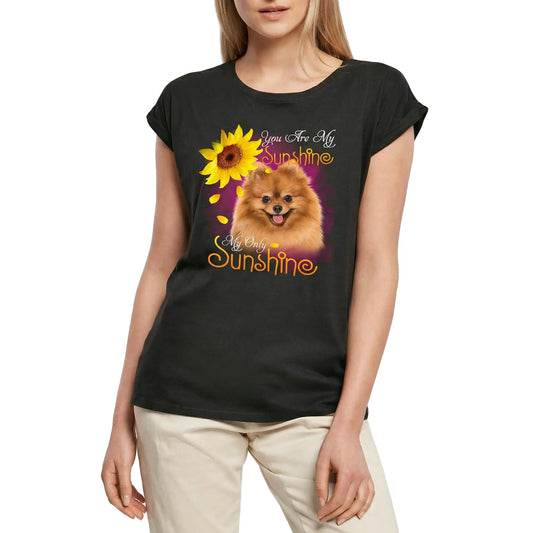 Women's Graphic T-Shirt My Only Sunshine - Pomeranian Ladies Limited Edition Short Sleeve Tee-Shirt Vintage Birthday Gift Novelty
