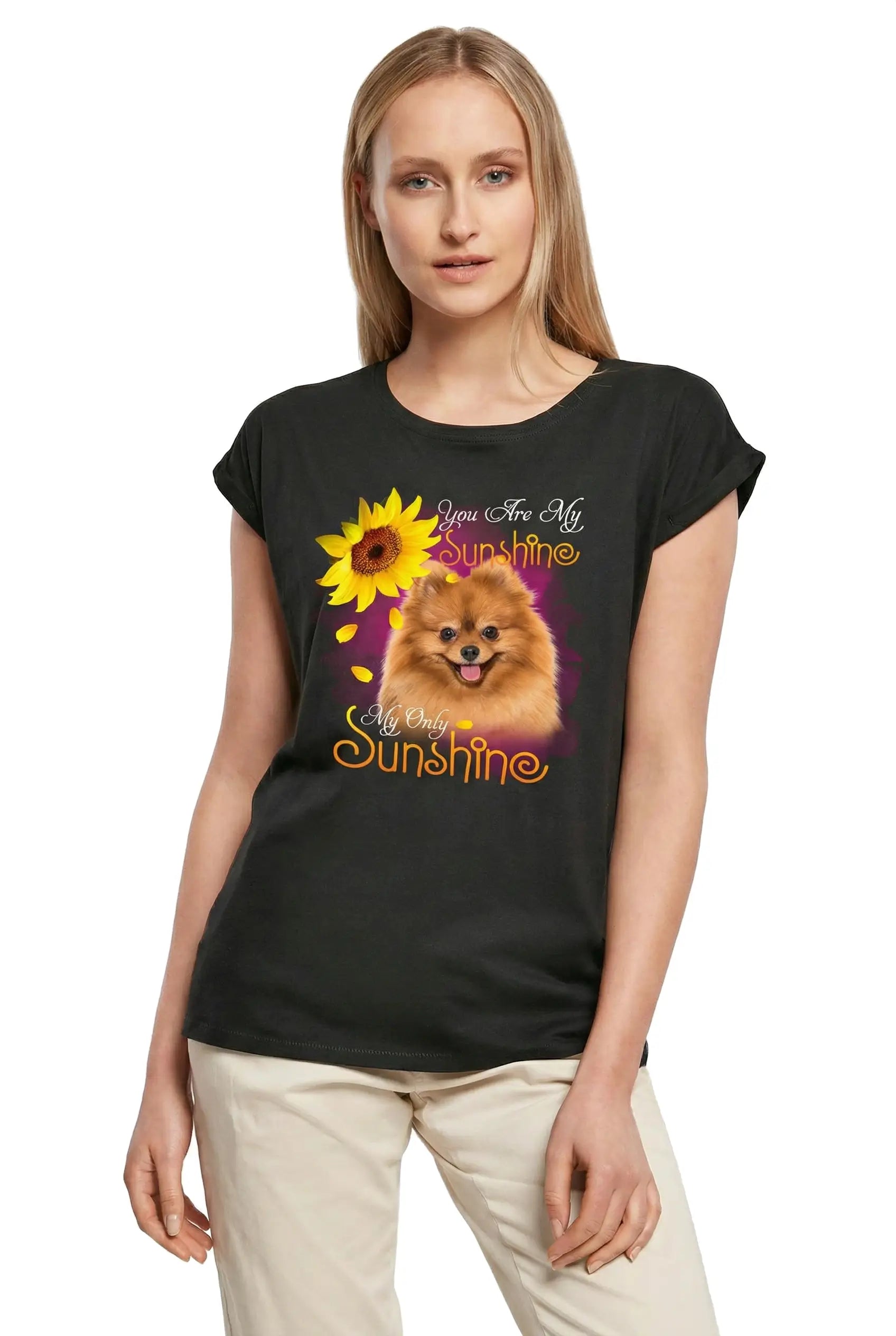 Women's Graphic T-Shirt My Only Sunshine - Pomeranian Ladies Limited Edition Short Sleeve Tee-Shirt Vintage Birthday Gift Novelty