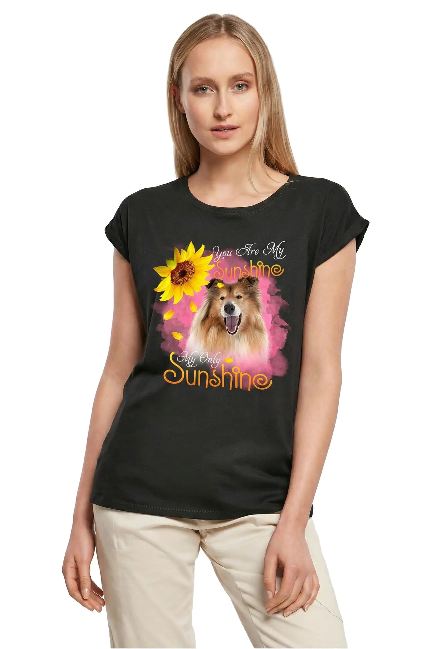 Women's Graphic T-Shirt My Only Sunshine - Rough Collie Ladies Limited Edition Short Sleeve Tee-Shirt Vintage Birthday Gift Novelty