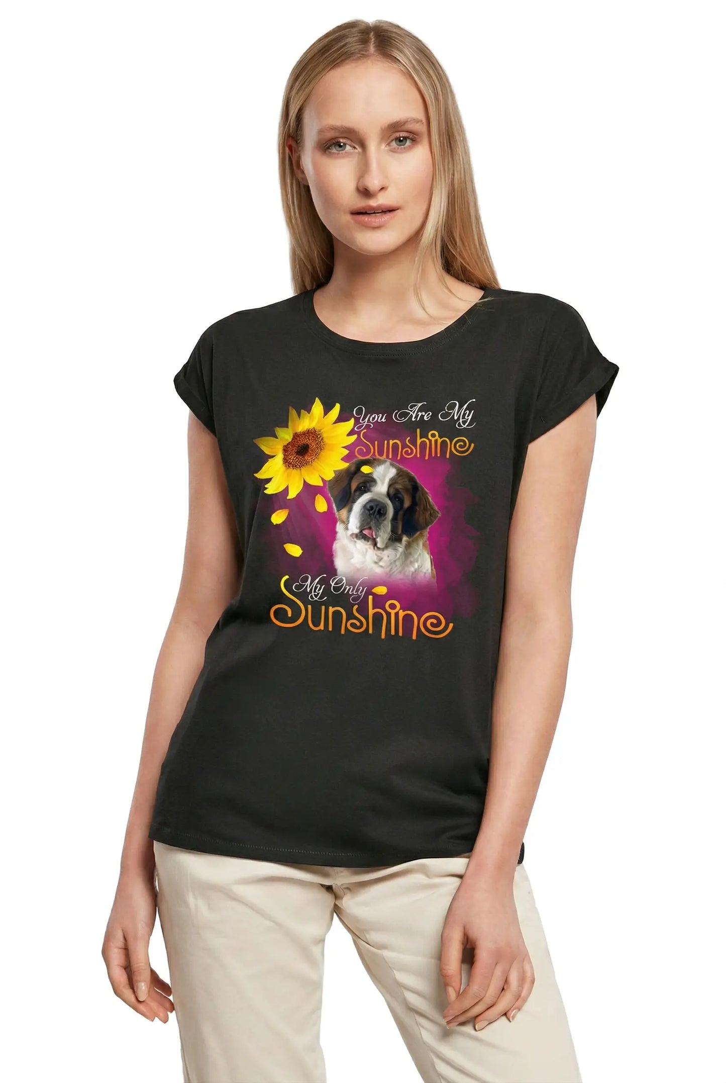 Women's Graphic T-Shirt My Only Sunshine - Saint Bernard Ladies Limited Edition Short Sleeve Tee-Shirt Vintage Birthday Gift Novelty