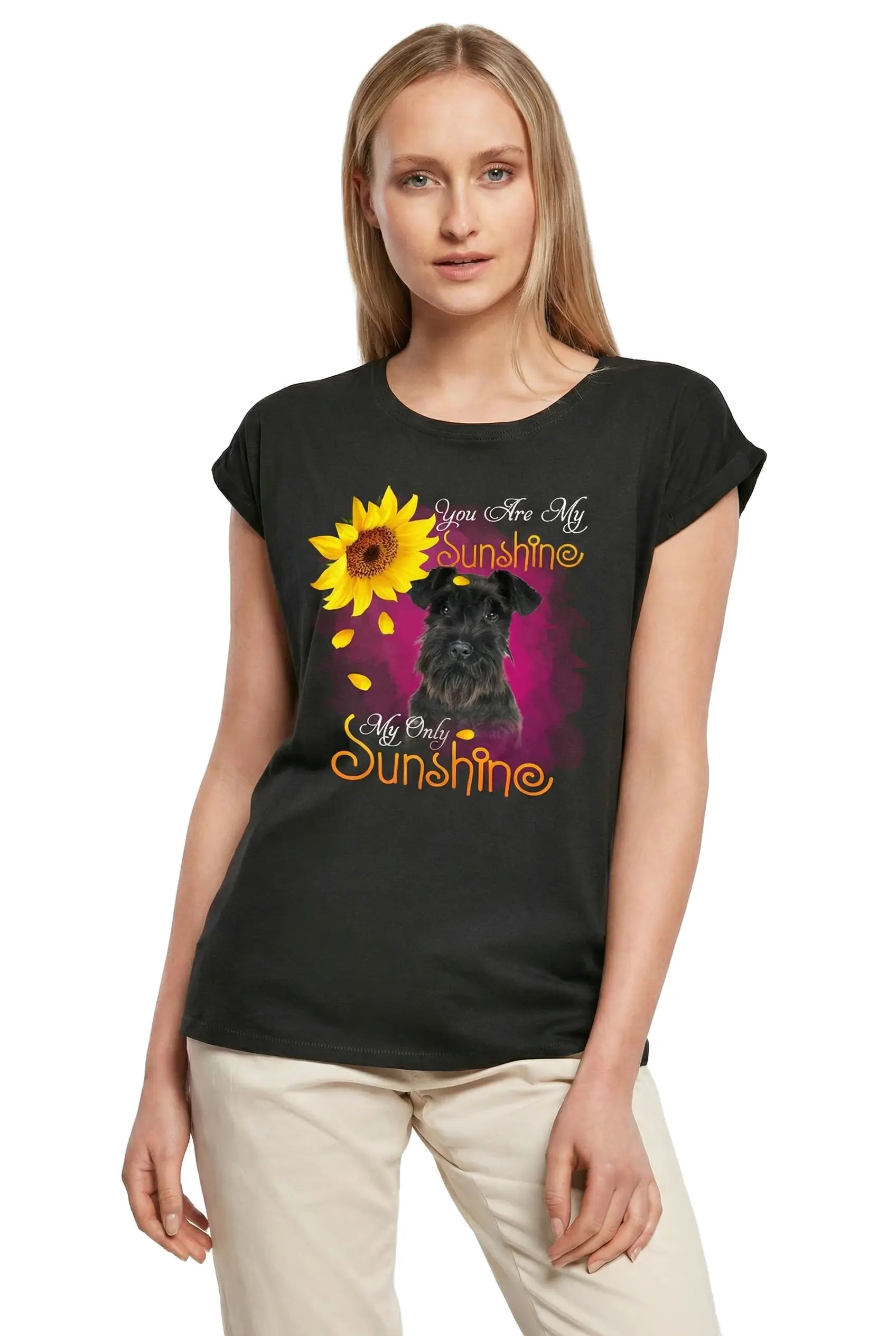Women's Graphic T-Shirt My Only Sunshine - Schnauzer Ladies Limited Edition Short Sleeve Tee-Shirt Vintage Birthday Gift Novelty
