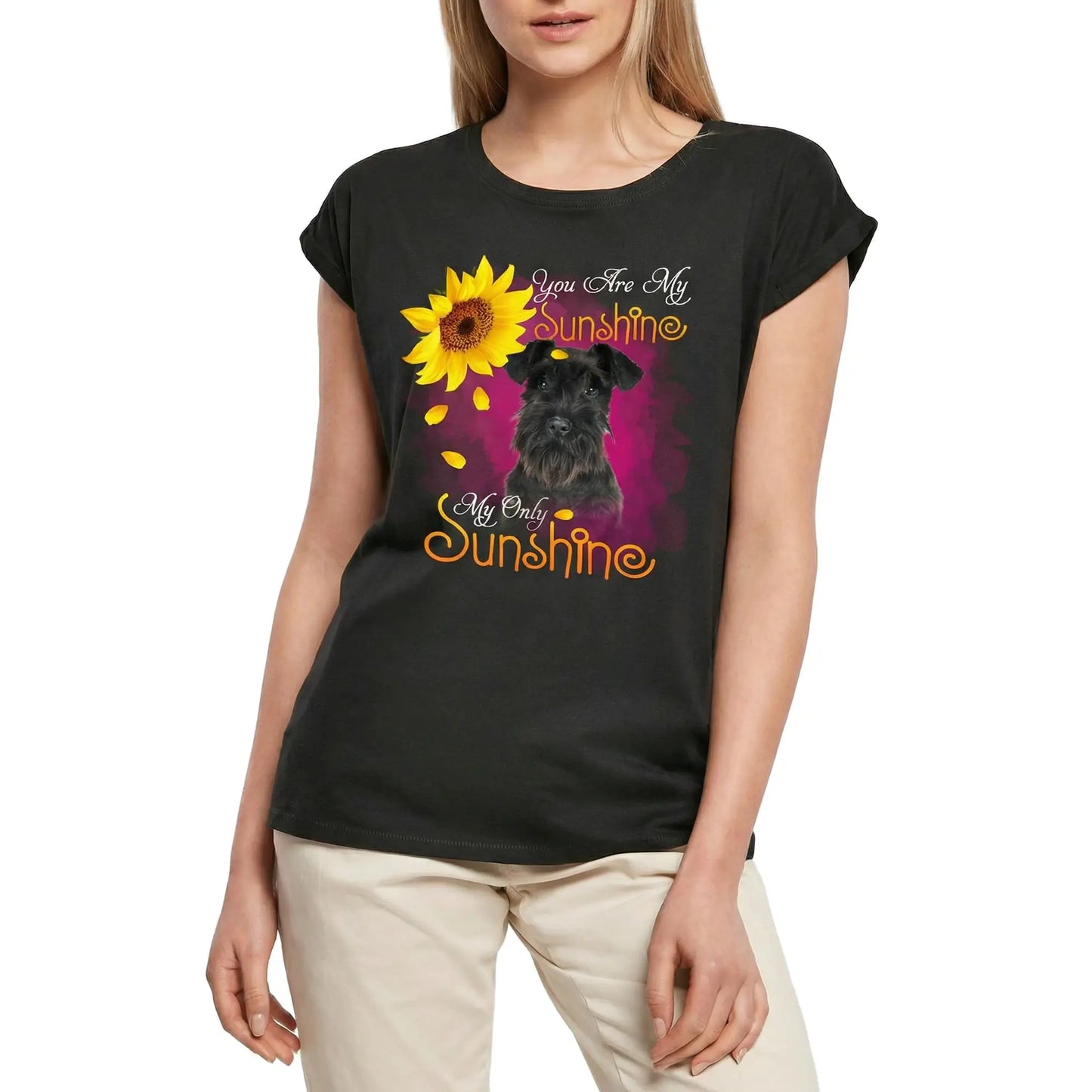 Women's Graphic T-Shirt My Only Sunshine - Schnauzer Ladies Limited Edition Short Sleeve Tee-Shirt Vintage Birthday Gift Novelty