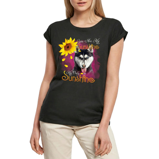 Women's Graphic T-Shirt My Only Sunshine - Siberian Husky Ladies Limited Edition Short Sleeve Tee-Shirt Vintage Birthday Gift Novelty