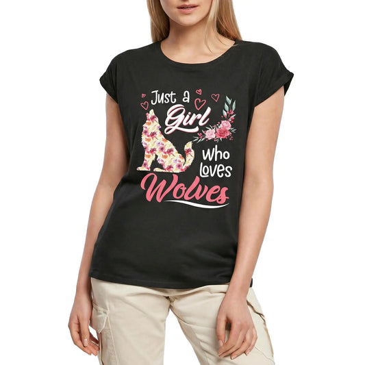 Women's Graphic T-Shirt Just A Girl Who Loves Wolvess Ladies Limited Edition Short Sleeve Tee-Shirt Vintage Birthday Gift Novelty