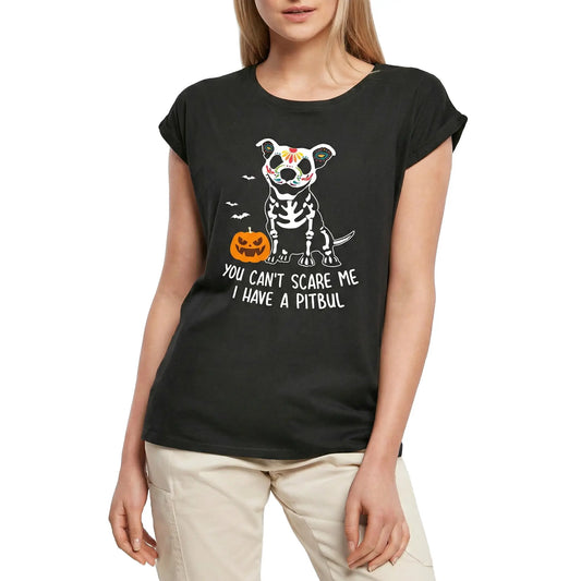 Women's Graphic T-Shirt You Can't Scare Me I Have A Pitbull Ladies Limited Edition Short Sleeve Tee-Shirt Vintage Birthday Gift Novelty