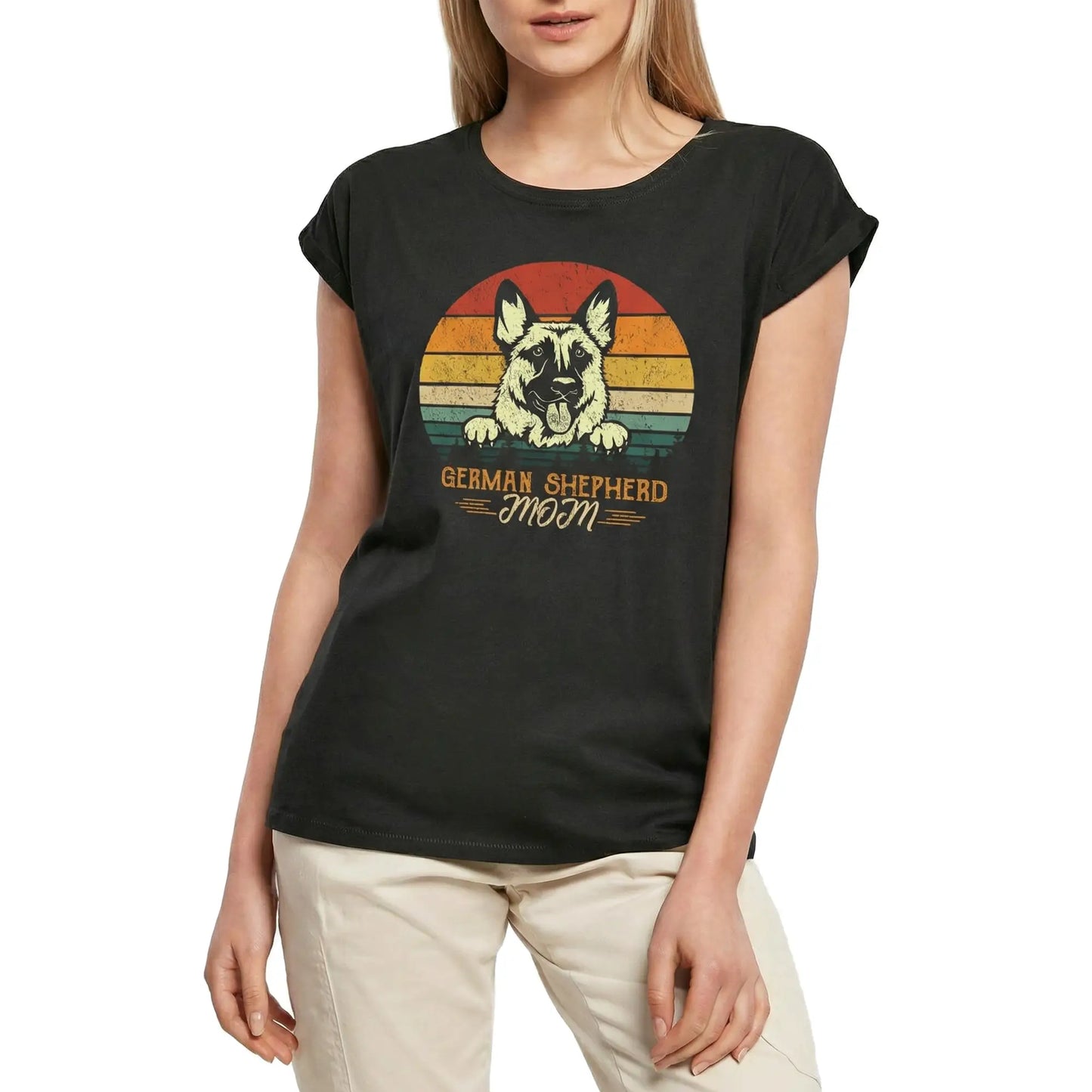 Women's Graphic T-Shirt German Shepherd Mom Ladies Limited Edition Short Sleeve Tee-Shirt Vintage Birthday Gift Novelty