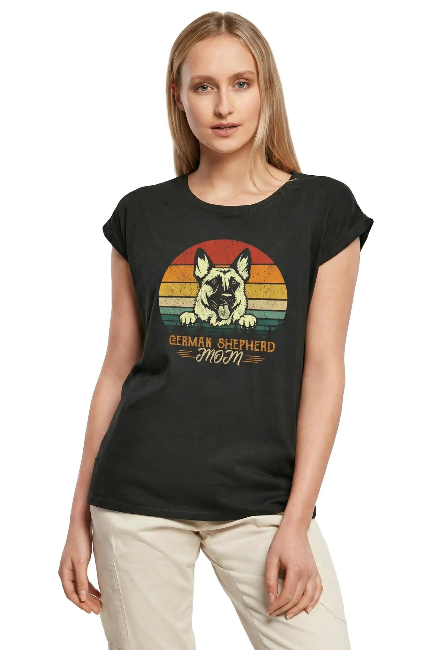 Women's Graphic T-Shirt German Shepherd Mom Ladies Limited Edition Short Sleeve Tee-Shirt Vintage Birthday Gift Novelty