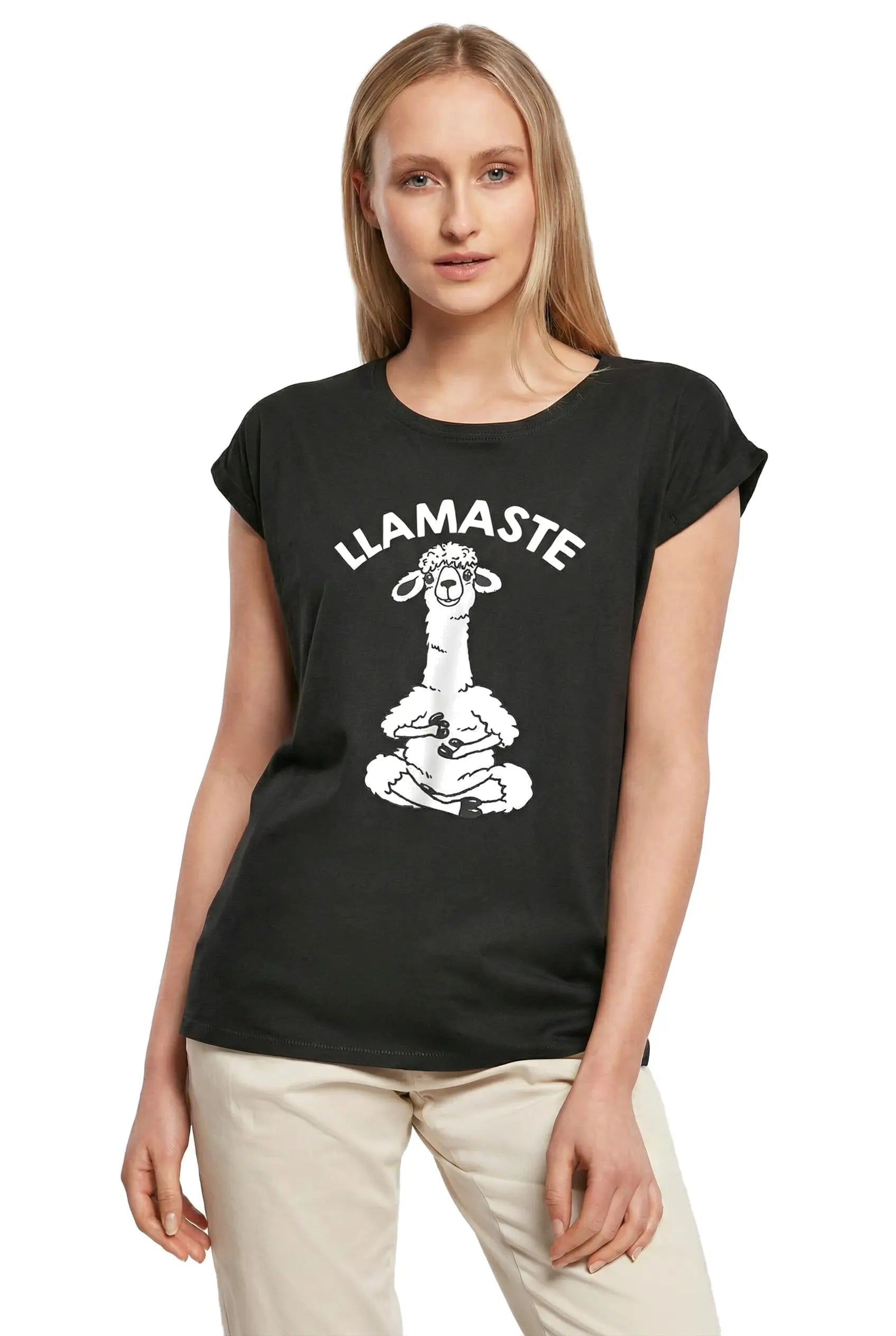 Women's Graphic T-Shirt Llamaste Yoga Llama Lovers Ladies Limited Edition Short Sleeve Tee-Shirt Vintage Birthday Gift Novelty