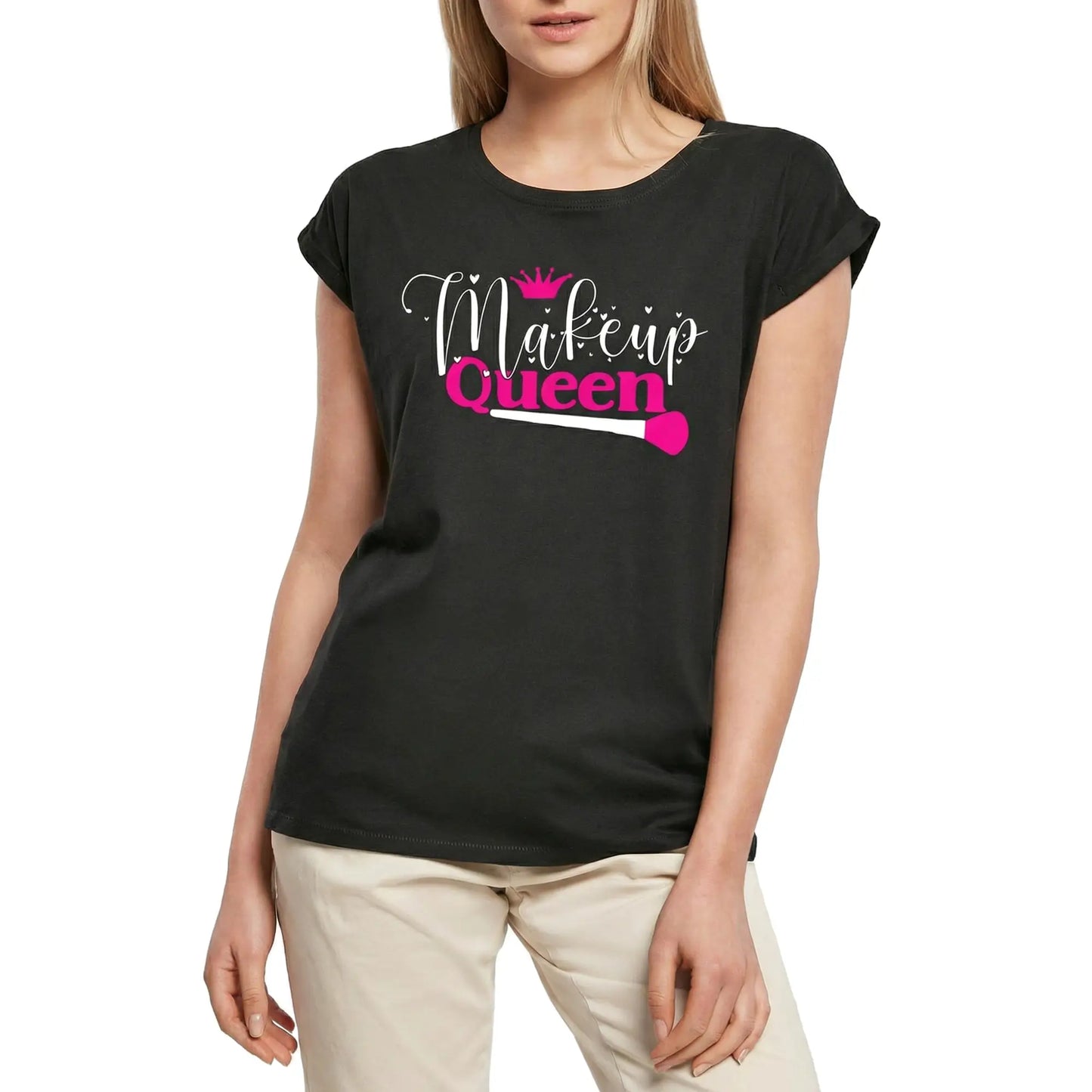 Women's Graphic T-Shirt Makeup Queen Vintage Brush Ladies Limited Edition Short Sleeve Tee-Shirt Vintage Birthday Gift Novelty