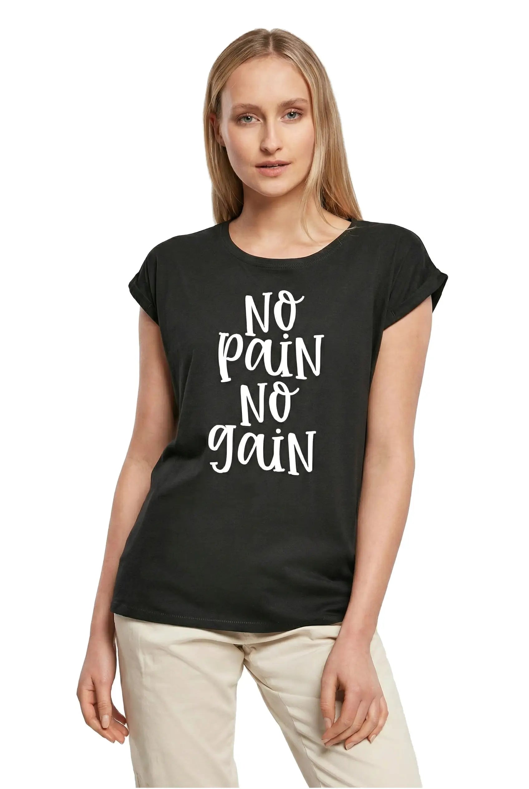 Women's Graphic T-Shirt No Pain No Gain Ladies Limited Edition Short Sleeve Tee-Shirt Vintage Birthday Gift Novelty