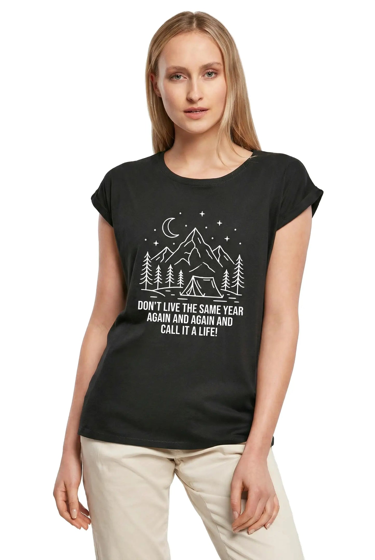 Women's Graphic T-Shirt Adventure - Live Your Best Life - Camping Shirt For Women Ladies Limited Edition Short Sleeve Tee-Shirt Vintage Birthday Gift Novelty