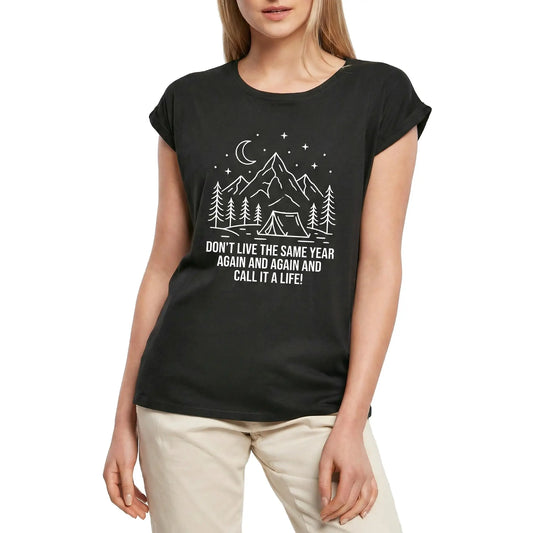 Women's Graphic T-Shirt Adventure - Live Your Best Life - Camping Shirt For Women Ladies Limited Edition Short Sleeve Tee-Shirt Vintage Birthday Gift Novelty