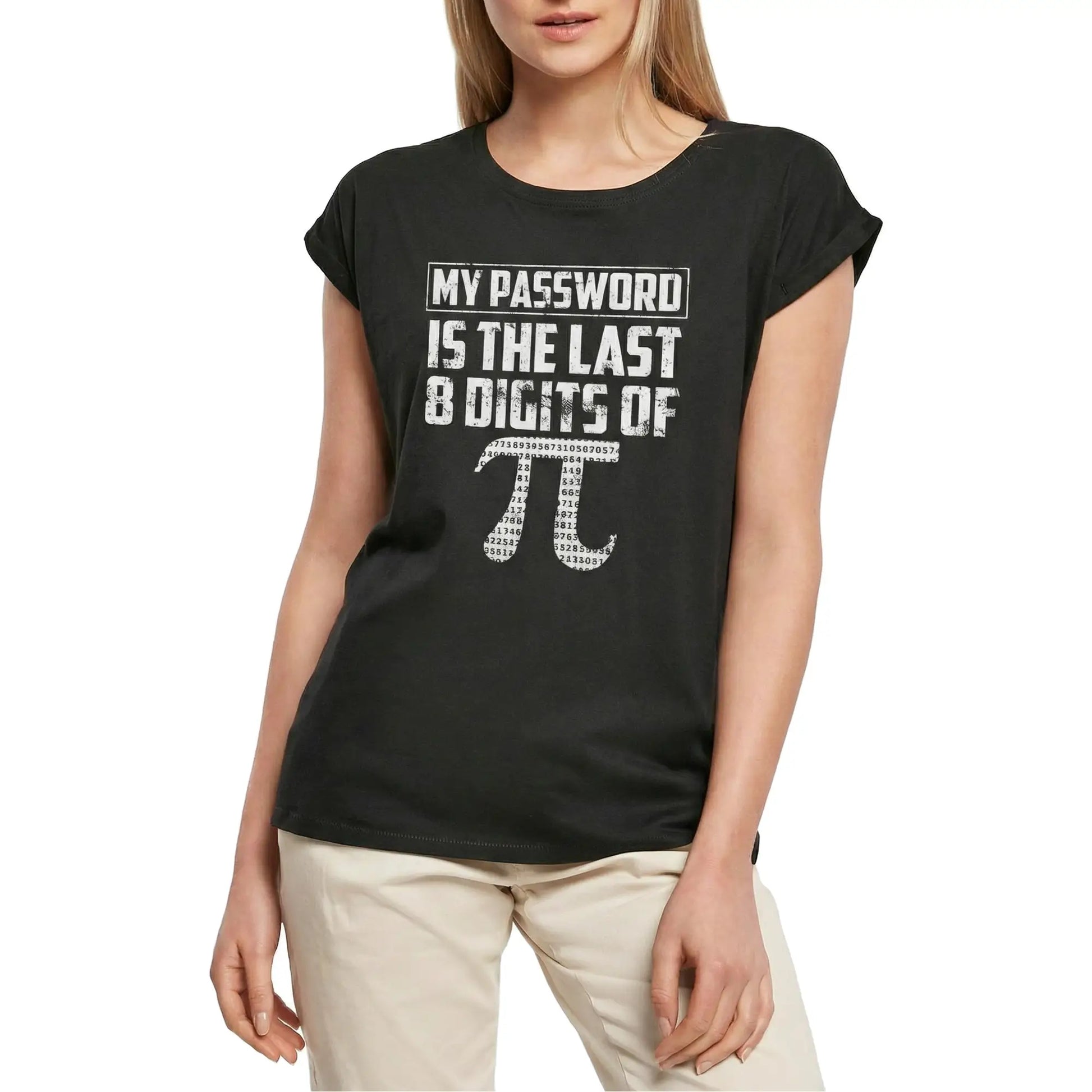 Women's Graphic T-Shirt My Password Is The Last 8 Digits Of Pi Math Ladies Limited Edition Short Sleeve Tee-Shirt Vintage Birthday Gift Novelty
