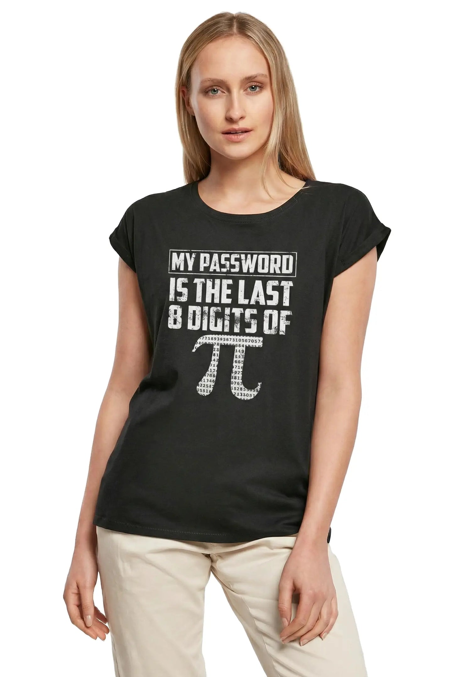 Women's Graphic T-Shirt My Password Is The Last 8 Digits Of Pi Math Ladies Limited Edition Short Sleeve Tee-Shirt Vintage Birthday Gift Novelty