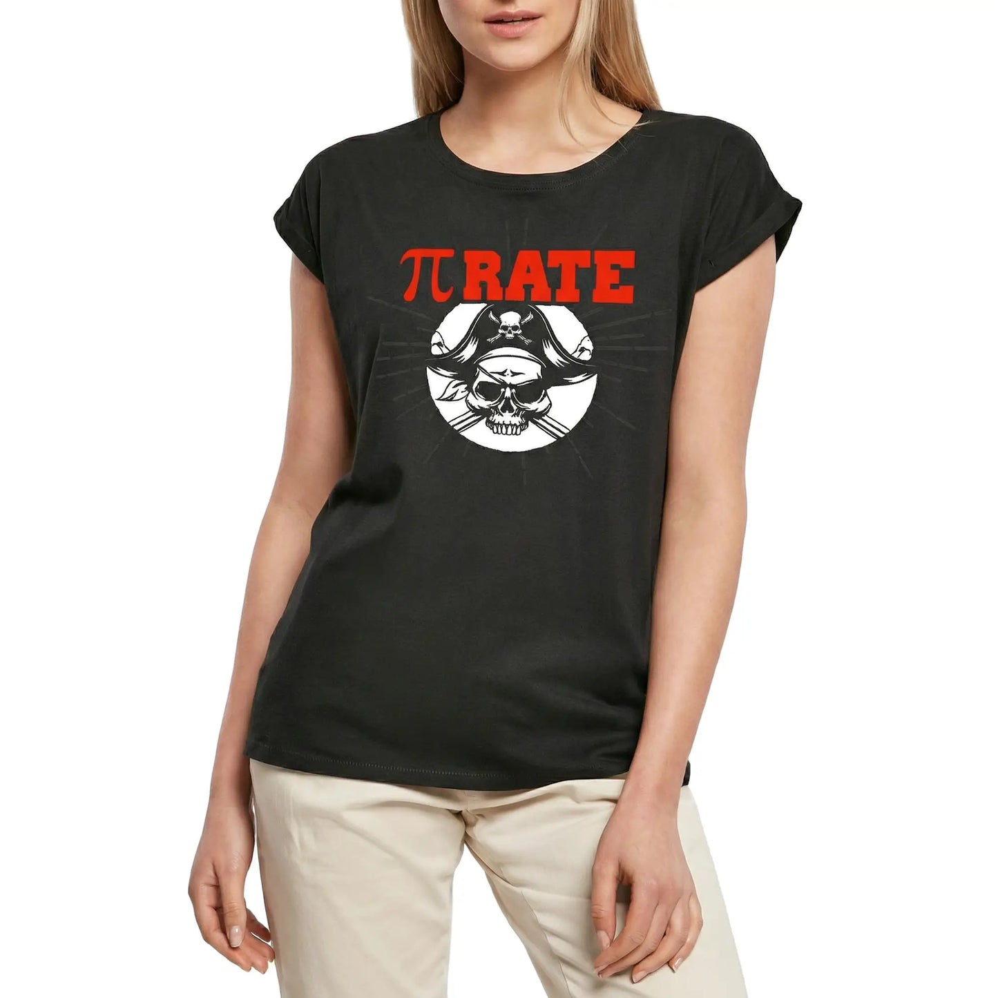 Women's Graphic T-Shirt Funny Pirate - Geek Joke Math Ladies Limited Edition Short Sleeve Tee-Shirt Vintage Birthday Gift Novelty