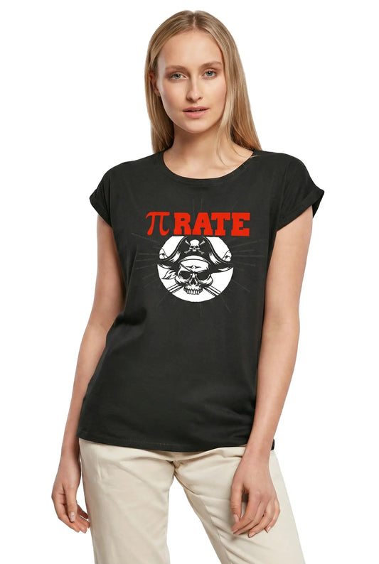 Women's Graphic T-Shirt Funny Pirate - Geek Joke Math Ladies Limited Edition Short Sleeve Tee-Shirt Vintage Birthday Gift Novelty