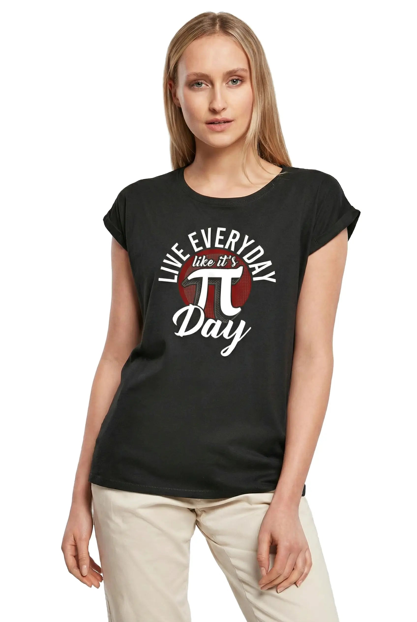 Women's Graphic T-Shirt Live Everyday Like It's Pi Day - Math Lovers Ladies Limited Edition Short Sleeve Tee-Shirt Vintage Birthday Gift Novelty