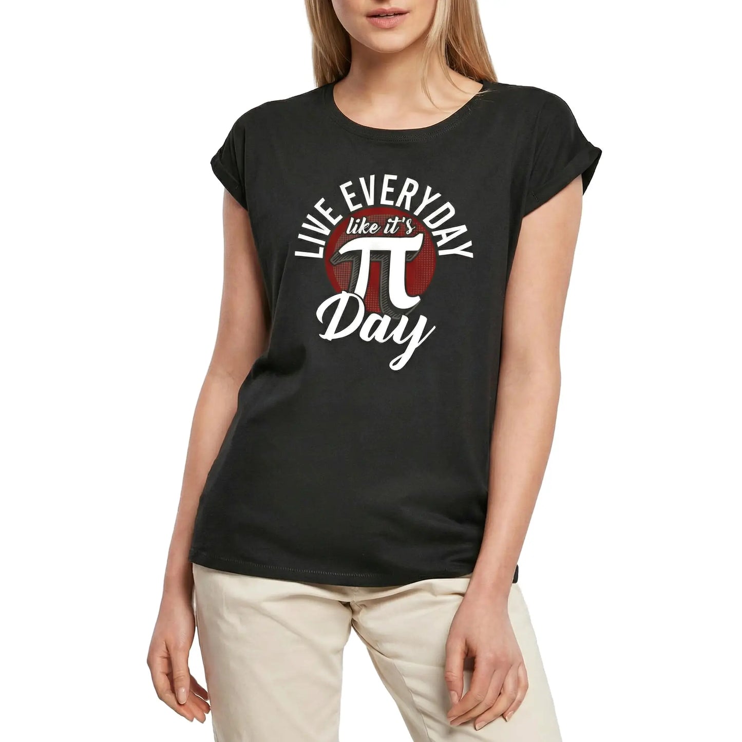 Women's Graphic T-Shirt Live Everyday Like It's Pi Day - Math Lovers Ladies Limited Edition Short Sleeve Tee-Shirt Vintage Birthday Gift Novelty