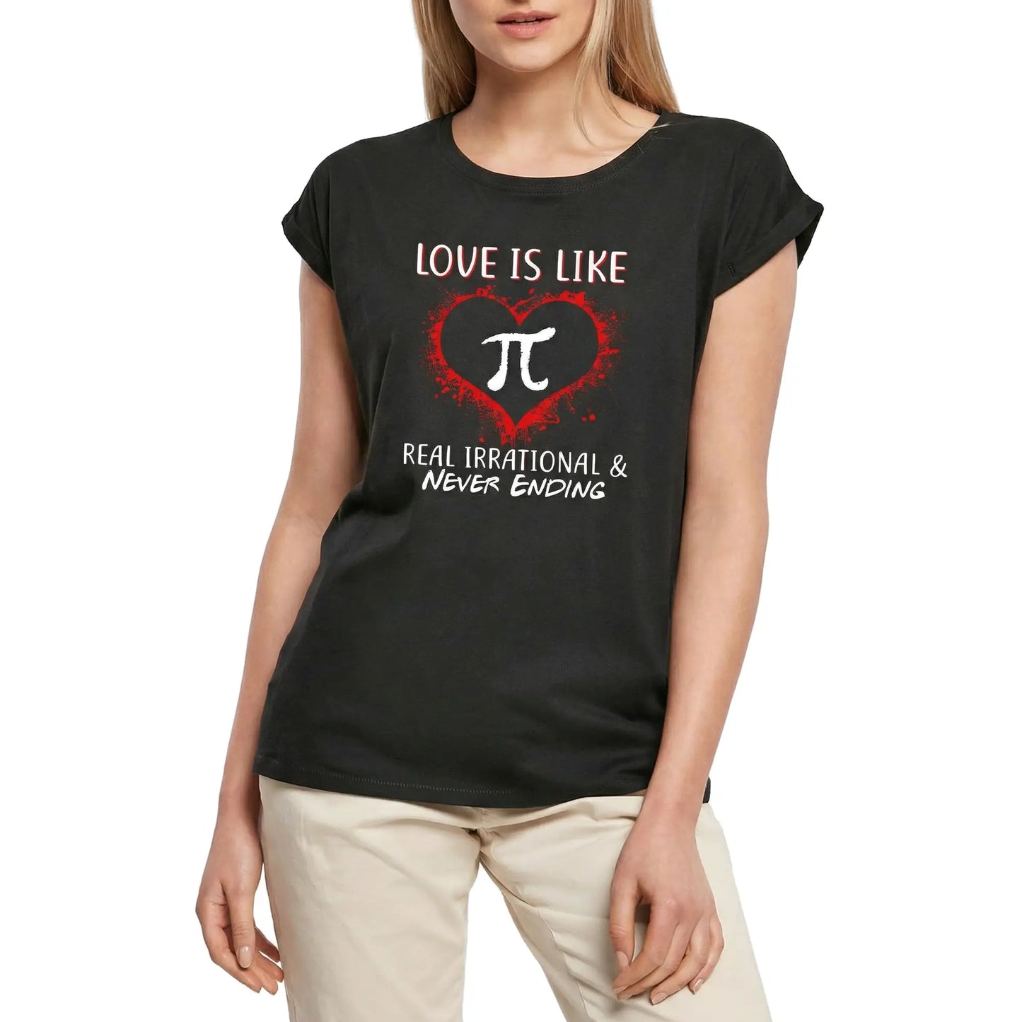 Women's Graphic T-Shirt Love Is Like Pi - National Pi Day Ladies Limited Edition Short Sleeve Tee-Shirt Vintage Birthday Gift Novelty