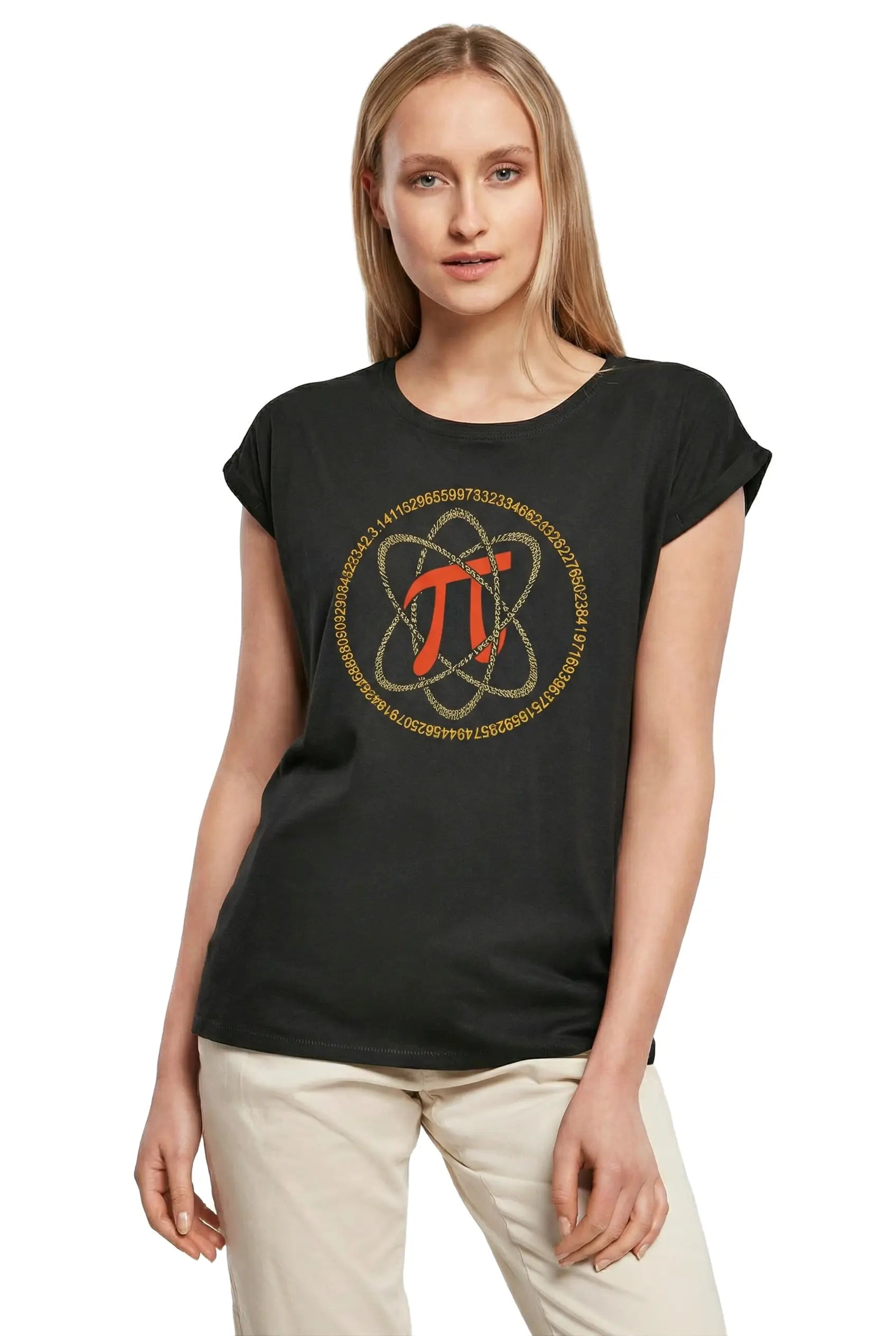 Women's Graphic T-Shirt Pi Atom Pi Day - National Pi Day Ladies Limited Edition Short Sleeve Tee-Shirt Vintage Birthday Gift Novelty