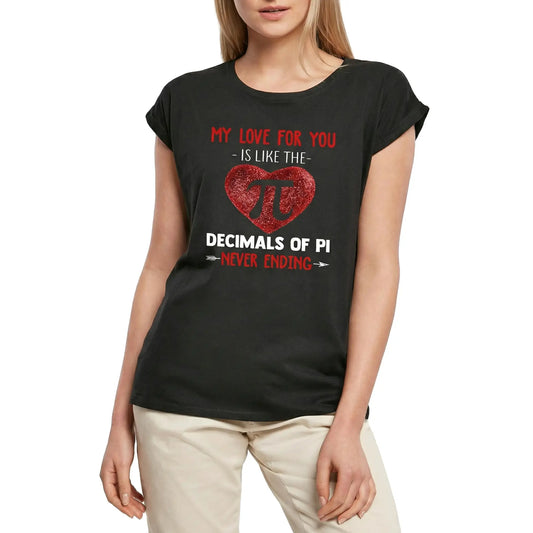 Women's Graphic T-Shirt Decimals Of Pi Never Ending - Math Lover Teachers Ladies Limited Edition Short Sleeve Tee-Shirt Vintage Birthday Gift Novelty