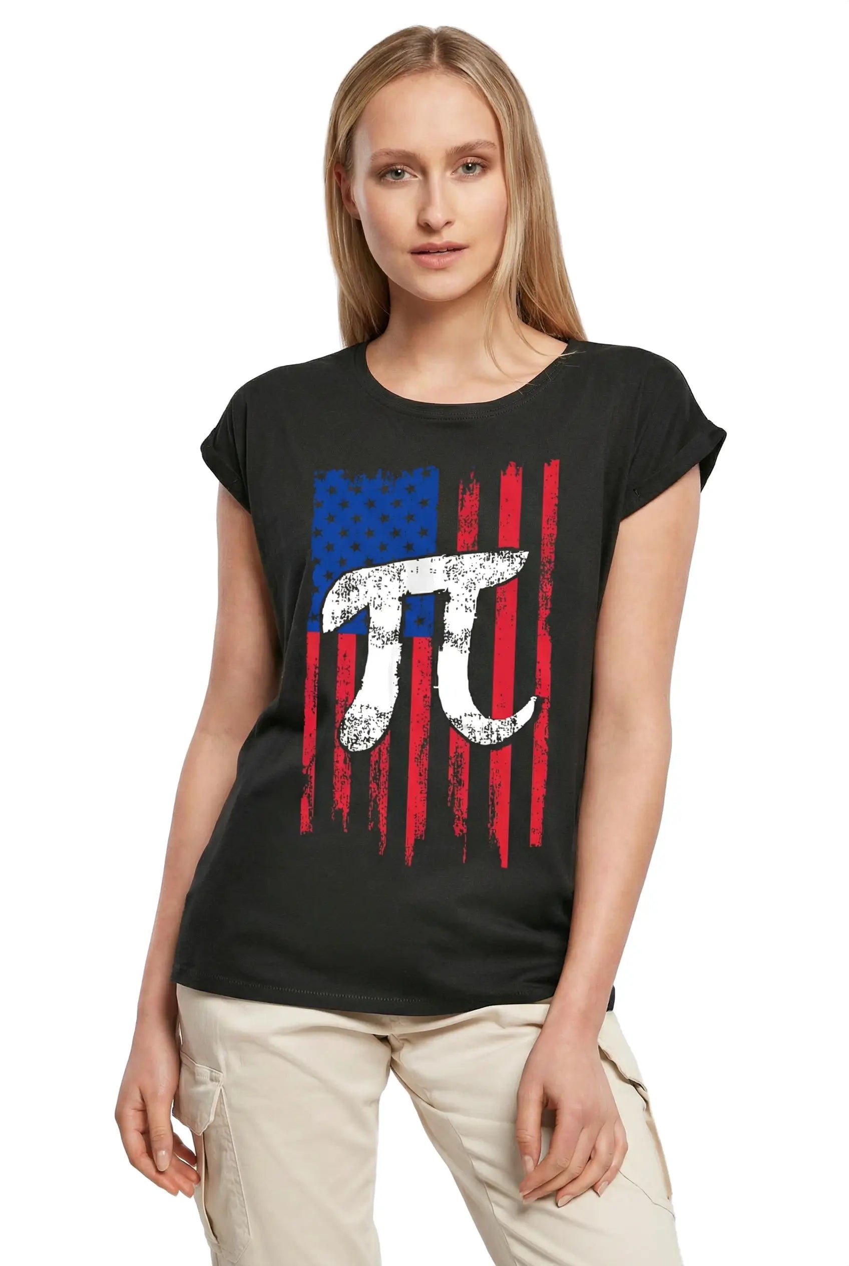 Women's Graphic T-Shirt Pi Day American Flag Pi Math Teacher Ladies Limited Edition Short Sleeve Tee-Shirt Vintage Birthday Gift Novelty