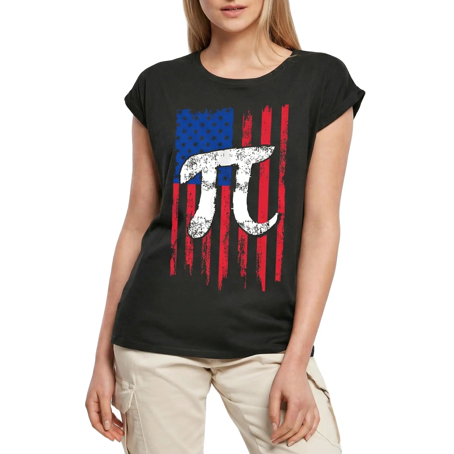 Women's Graphic T-Shirt Pi Day American Flag Pi Math Teacher Ladies Limited Edition Short Sleeve Tee-Shirt Vintage Birthday Gift Novelty