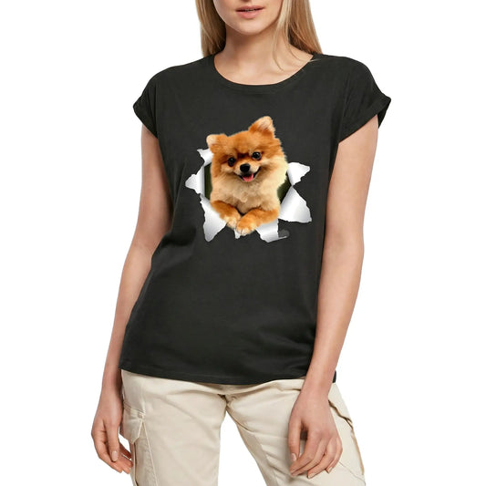 Women's Graphic T-Shirt Cute Pomeranian Dog Lover Ladies Limited Edition Short Sleeve Tee-Shirt Vintage Birthday Gift Novelty