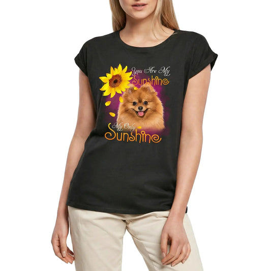 Women's Graphic T-Shirt You Are My Sunshine - Pomeranian Dog Lover Ladies Limited Edition Short Sleeve Tee-Shirt Vintage Birthday Gift Novelty