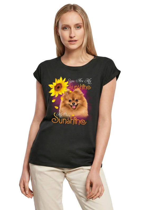 Women's Graphic T-Shirt You Are My Sunshine - Pomeranian Dog Lover Ladies Limited Edition Short Sleeve Tee-Shirt Vintage Birthday Gift Novelty