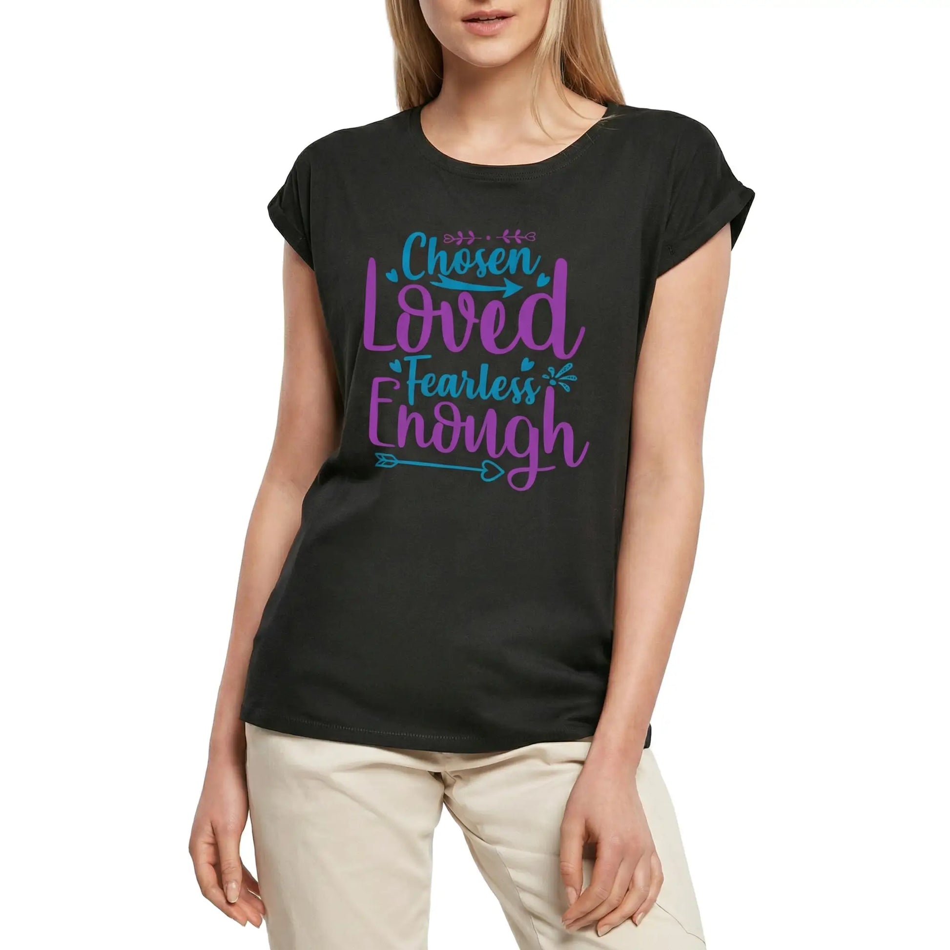 Women's Graphic T-Shirt Chosen Loved Fearless Enough Ladies Limited Edition Short Sleeve Tee-Shirt Vintage Birthday Gift Novelty