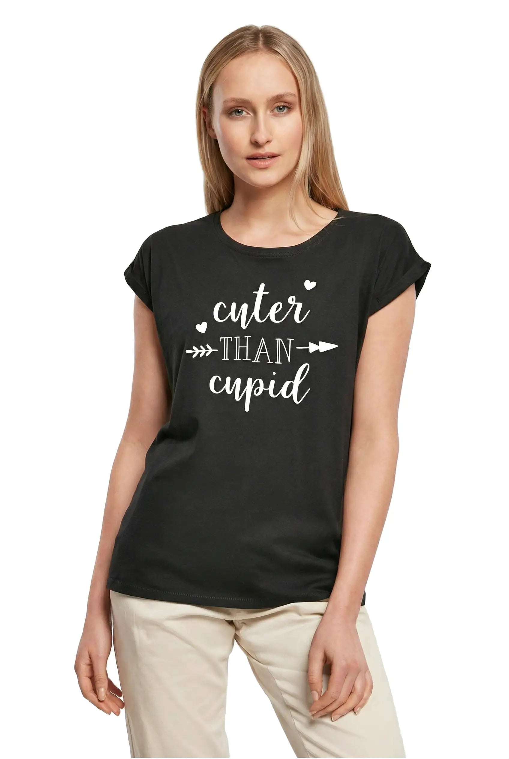 Women's Graphic T-Shirt Cuter Than Cupid Ladies Limited Edition Short Sleeve Tee-Shirt Vintage Birthday Gift Novelty