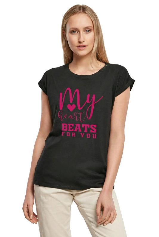 Women's Graphic T-Shirt My Heart Beats For You Ladies Limited Edition Short Sleeve Tee-Shirt Vintage Birthday Gift Novelty
