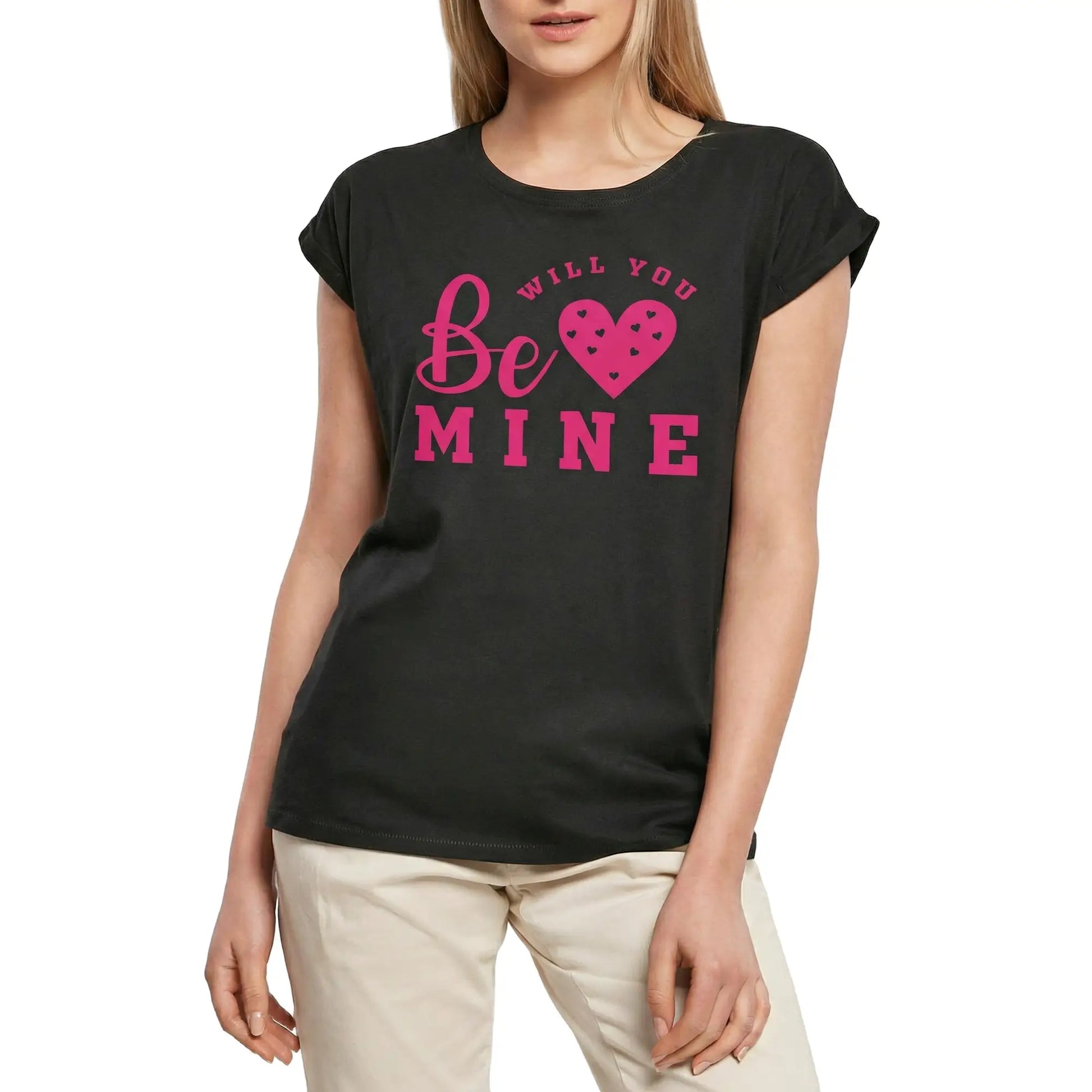 Women's Graphic T-Shirt Will You Be Mine - Heart Ladies Limited Edition Short Sleeve Tee-Shirt Vintage Birthday Gift Novelty