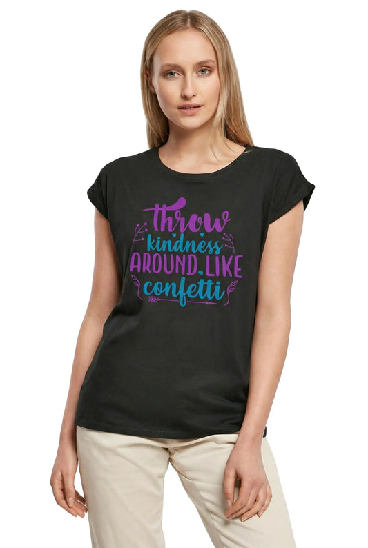 Women's Graphic T-Shirt Throw Kindness Around Like A Confetti Ladies Limited Edition Short Sleeve Tee-Shirt Vintage Birthday Gift Novelty