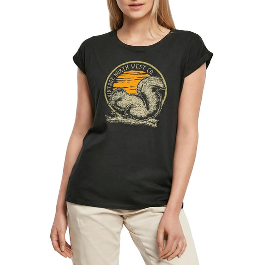 Women's Graphic T-Shirt Squirel - North West Co Ladies Limited Edition Short Sleeve Tee-Shirt Vintage Birthday Gift Novelty