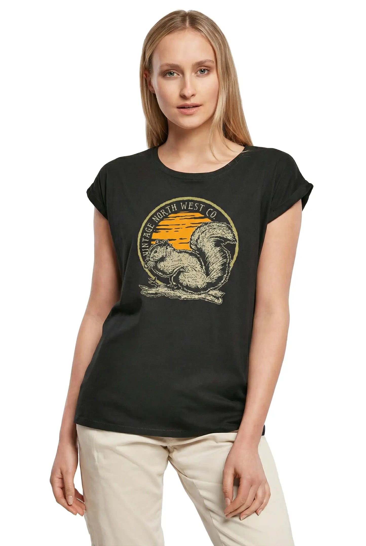 Women's Graphic T-Shirt Squirel - North West Co Ladies Limited Edition Short Sleeve Tee-Shirt Vintage Birthday Gift Novelty