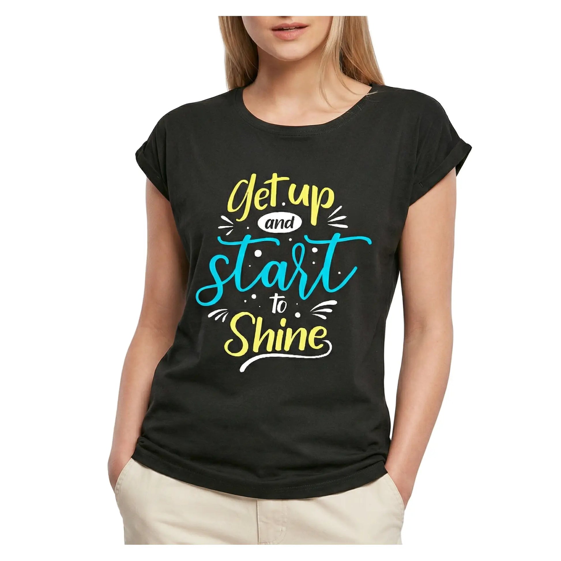 Women's Graphic T-Shirt Get Up And Start To Shine Ladies Limited Edition Short Sleeve Tee-Shirt Vintage Birthday Gift Novelty