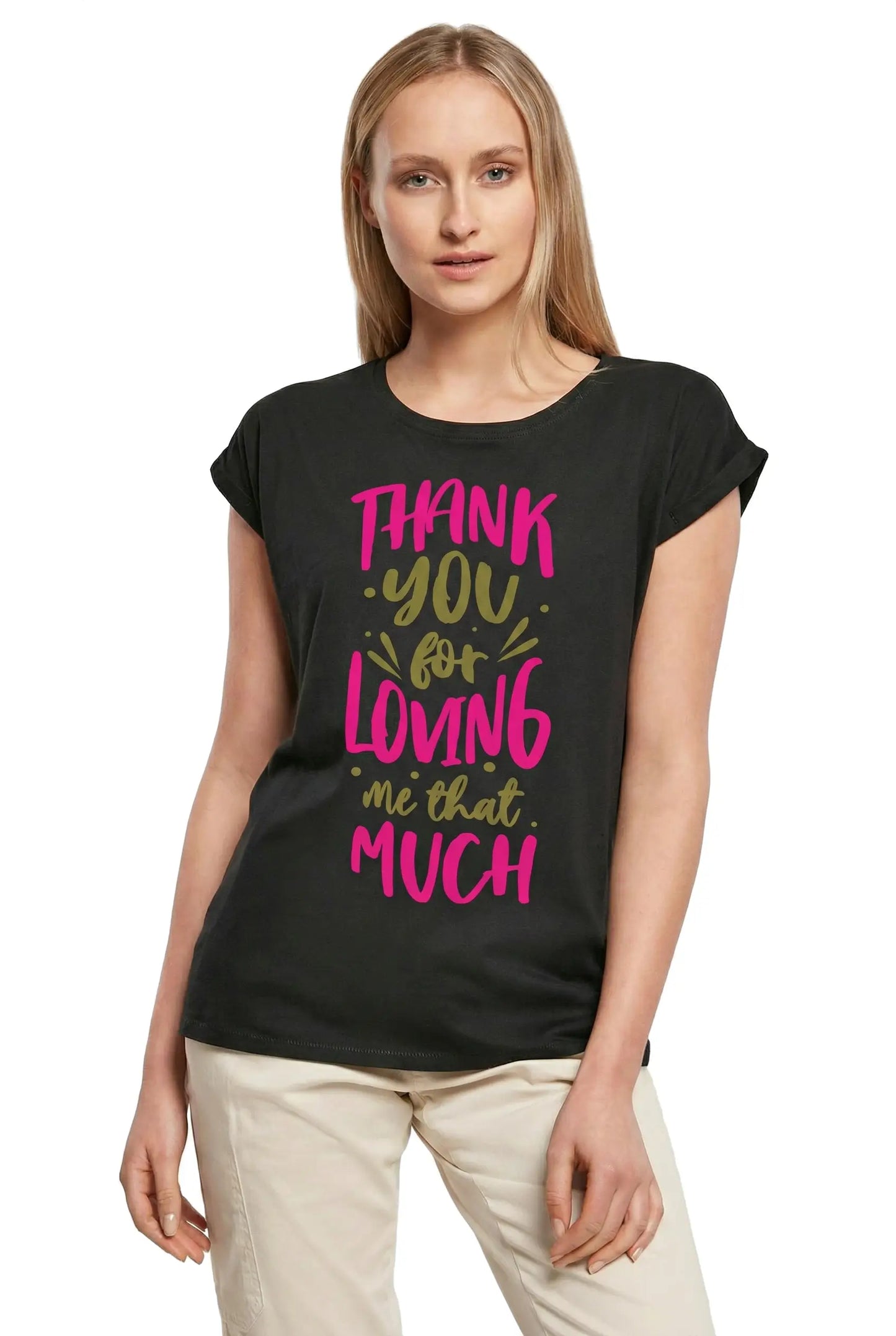Women's Graphic T-Shirt Thank You For Loving Me - Thanksgiving Ladies Limited Edition Short Sleeve Tee-Shirt Vintage Birthday Gift Novelty