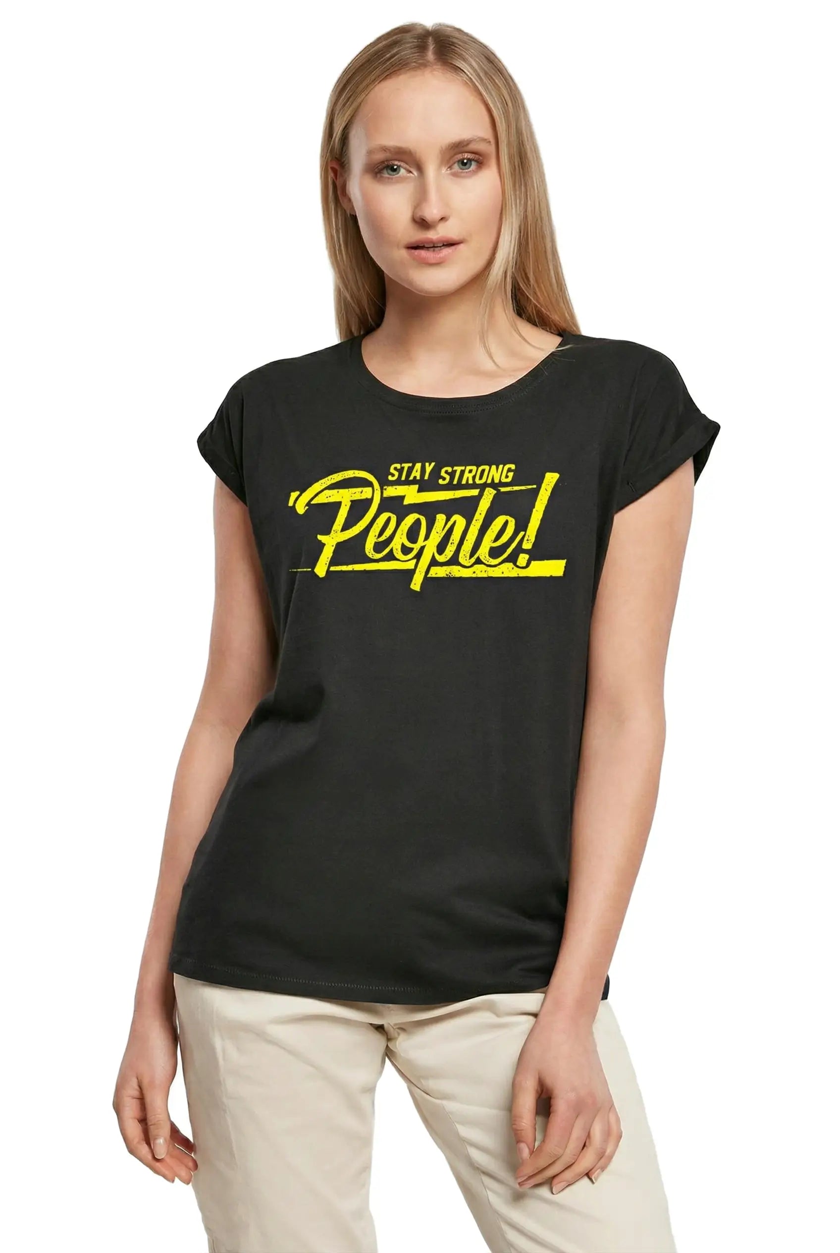 Women's Graphic T-Shirt Stay Strong People - Stay Positive Ladies Limited Edition Short Sleeve Tee-Shirt Vintage Birthday Gift Novelty