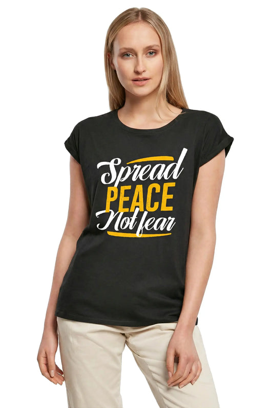 Women's Graphic T-Shirt Spread Peace Not Fear Ladies Limited Edition Short Sleeve Tee-Shirt Vintage Birthday Gift Novelty