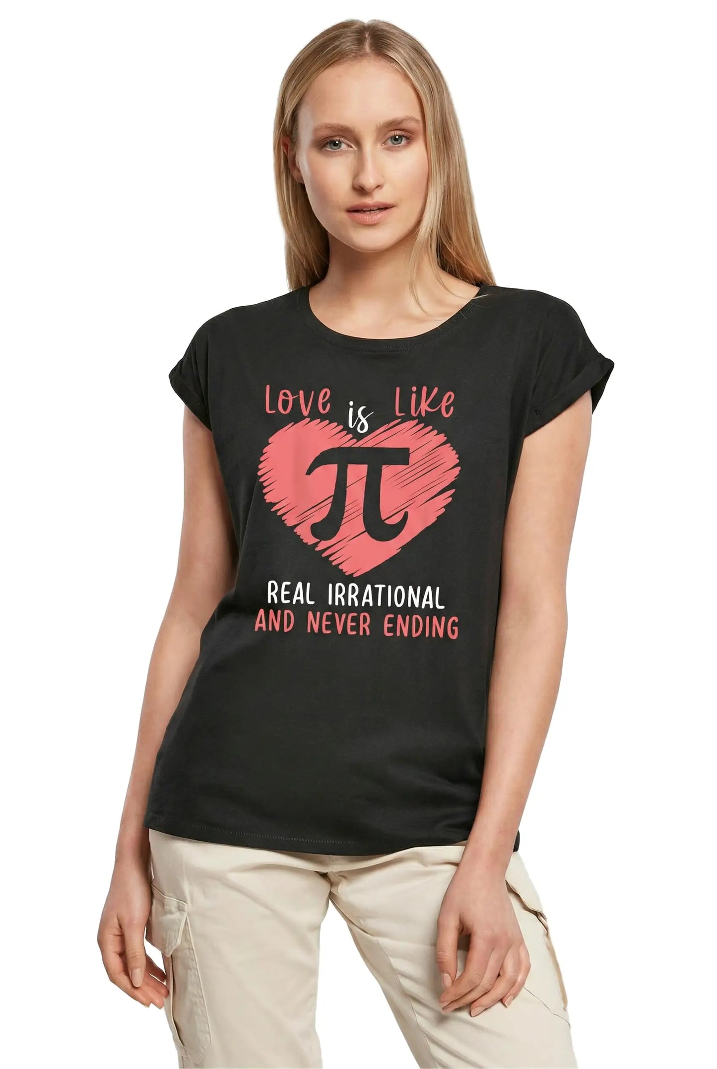 Women's Graphic T-Shirt Womens Pi Day Shirt Love Is Like Pi Valentines Math Teacher T Ladies Limited Edition Short Sleeve Tee-Shirt Vintage Birthday Gift Novelty