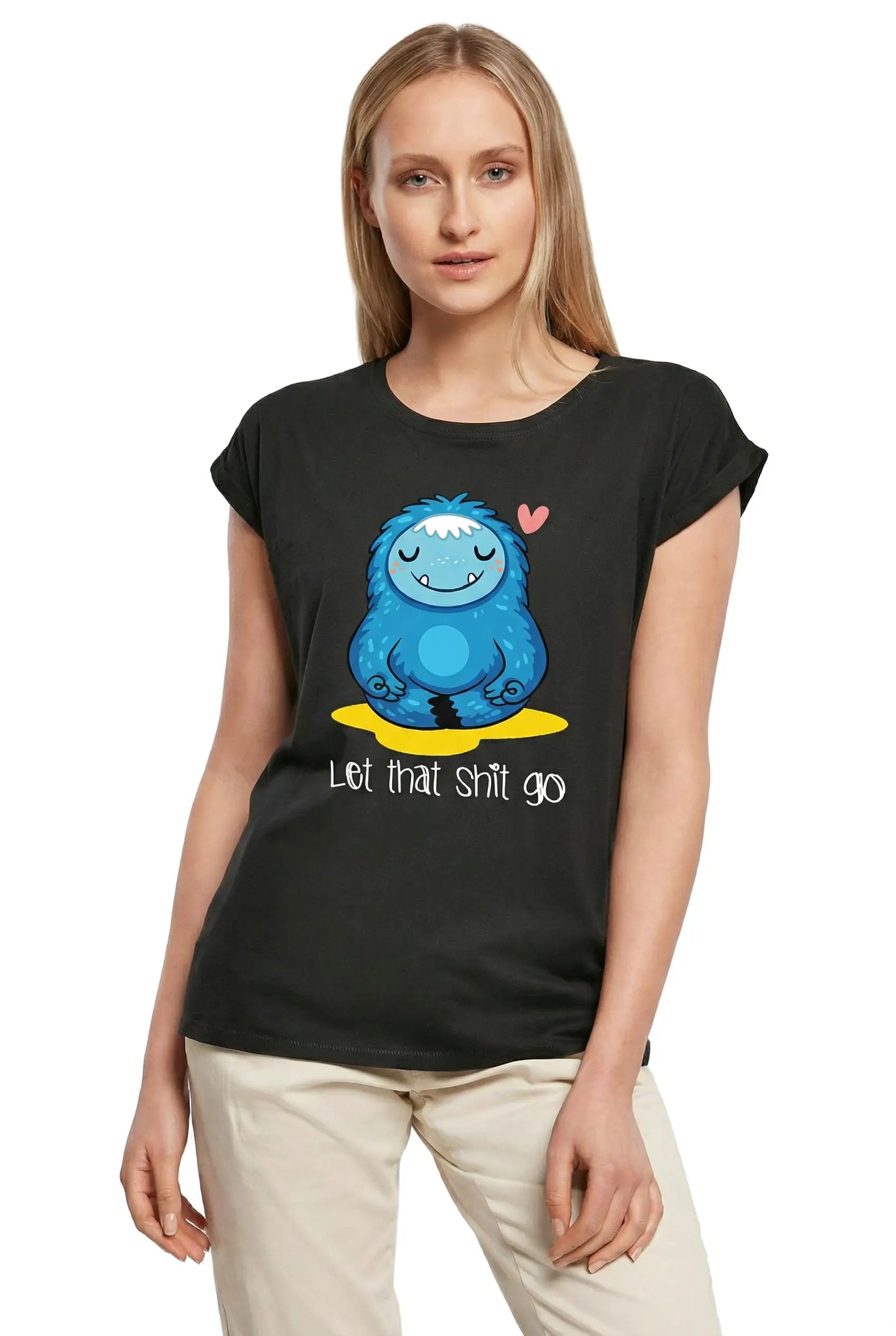 Women's Graphic T-Shirt Let That Shit Go Meditation Yoga Ladies Limited Edition Short Sleeve Tee-Shirt Vintage Birthday Gift Novelty