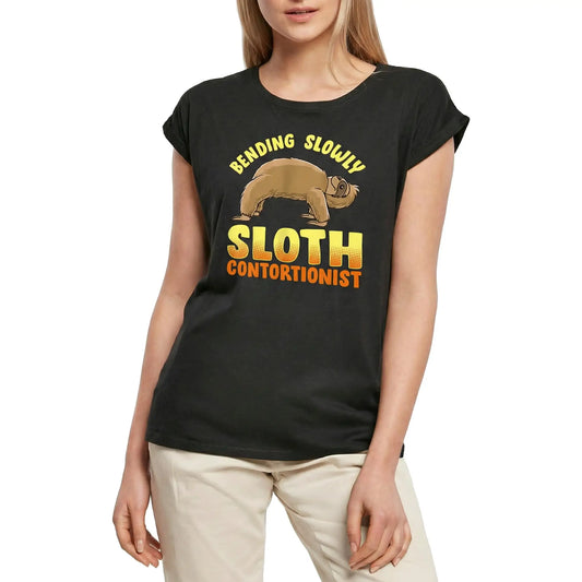 Women's Graphic T-Shirt Bending Slowly Sloth Contortionist Spiritual Meditation Ladies Limited Edition Short Sleeve Tee-Shirt Vintage Birthday Gift Novelty