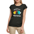 Women's Graphic T-Shirt Heavily Meditated - Spiritual Yoga Ladies Limited Edition Short Sleeve Tee-Shirt Vintage Birthday Gift Novelty