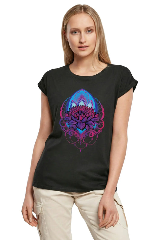 Women's Graphic T-Shirt Lotus Flower Of Life - Spiritual Meditation Yoga Ladies Limited Edition Short Sleeve Tee-Shirt Vintage Birthday Gift Novelty